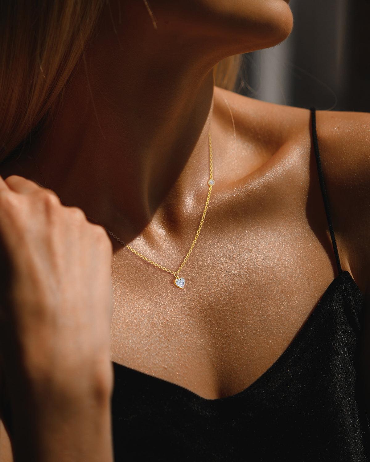 Molenia Heart Shaped White Diamond Necklace