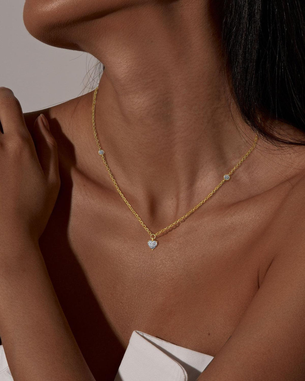 Molenia Heart Shaped White Diamond Necklace
