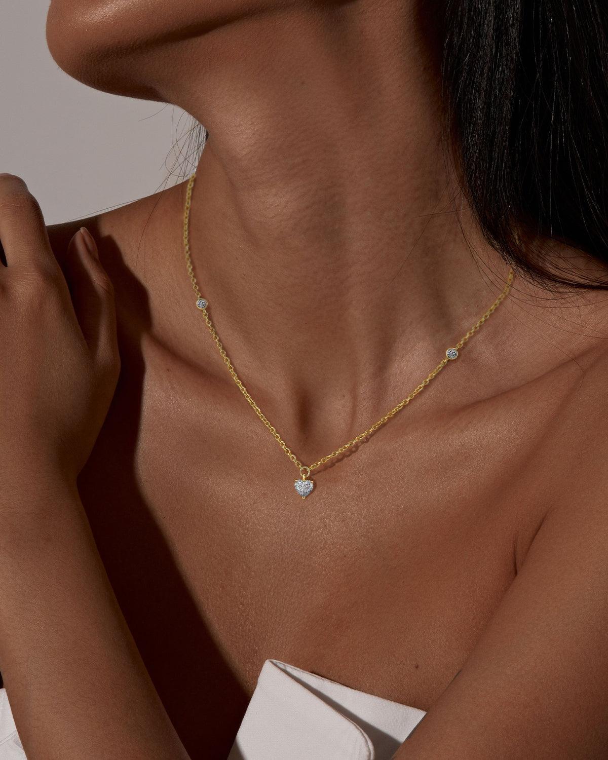 Molenia Heart Shaped White Diamond Necklace