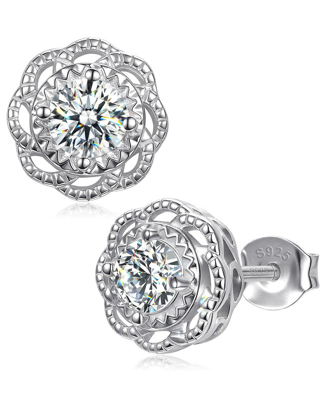 Molenia Moissanite Rose Stud Earrings Hover Image
