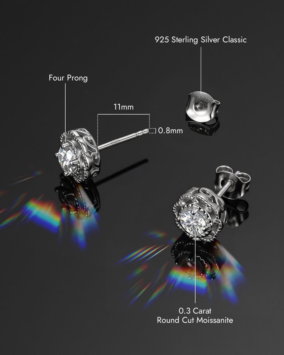 Molenia Moissanite Rose Stud Earrings