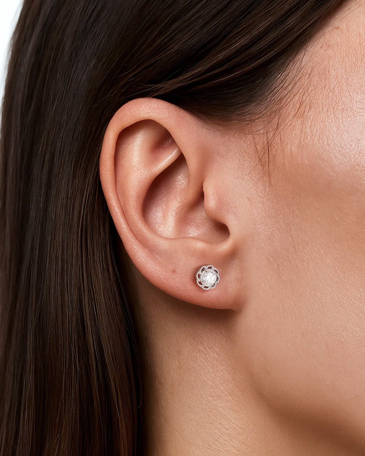 Molenia Moissanite Rose Stud Earrings