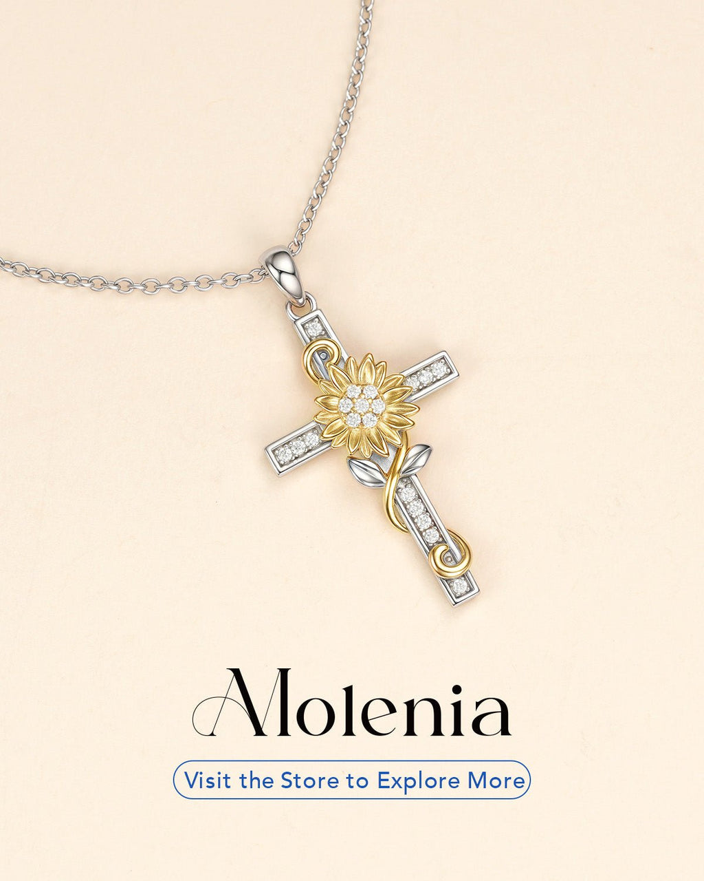 Molenia Sunflower Cross Necklace