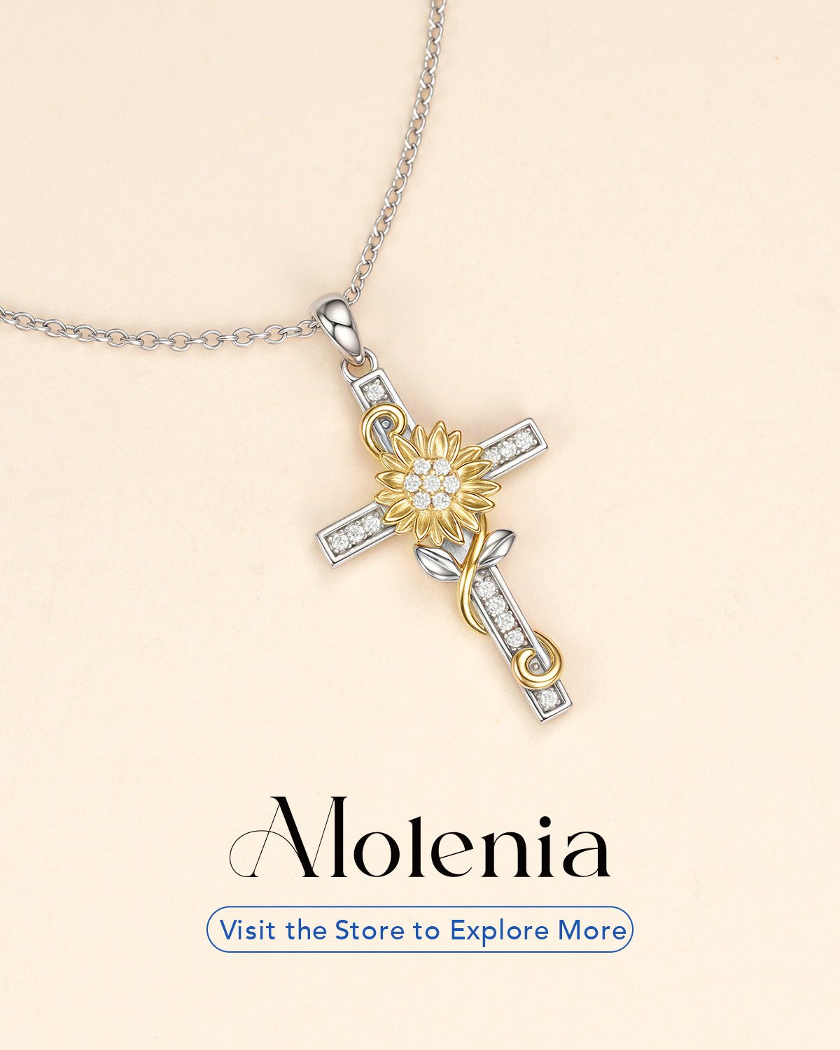 Molenia Sunflower Cross Necklace