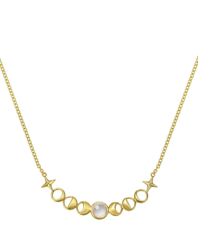 Moon Phase Necklace with Moonstone Hover Image