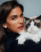 Moonstone Cat Face Stud Earrings