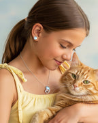 Moonstone Cat Face Stud Earrings