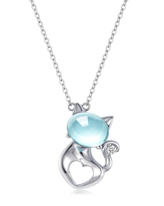 Moonstone Cat Necklace Hover Image