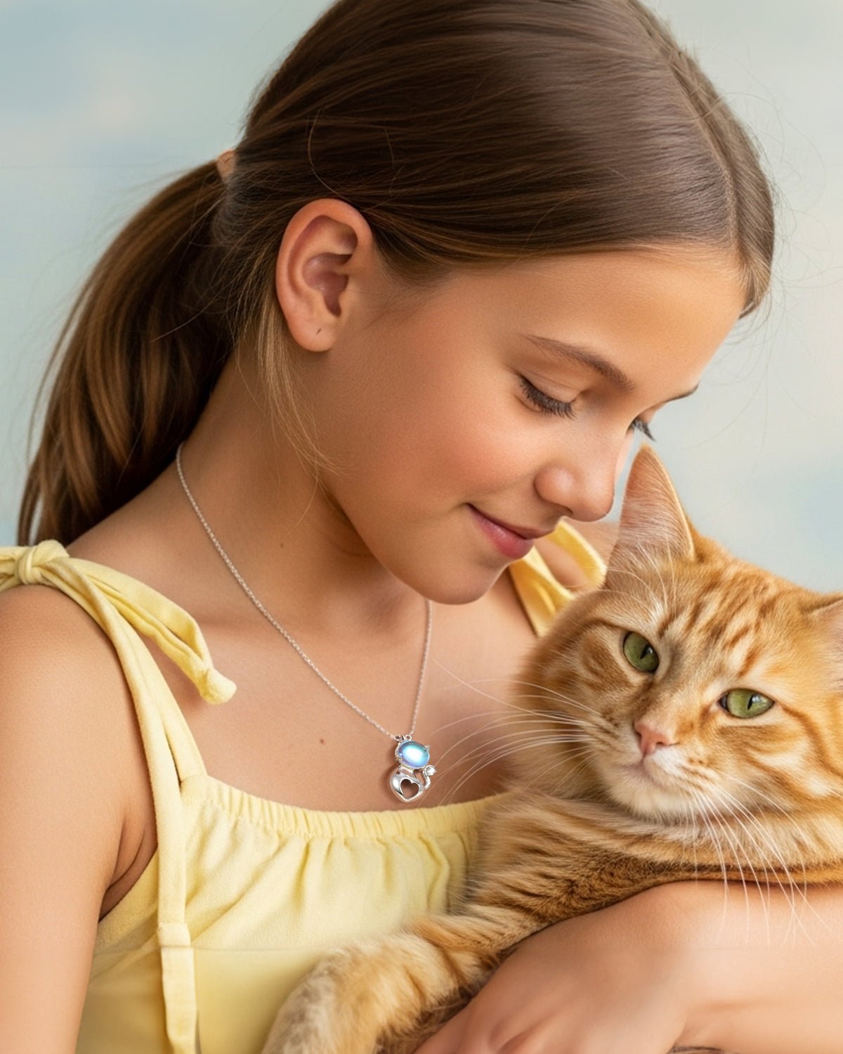 Moonstone Cat Necklace