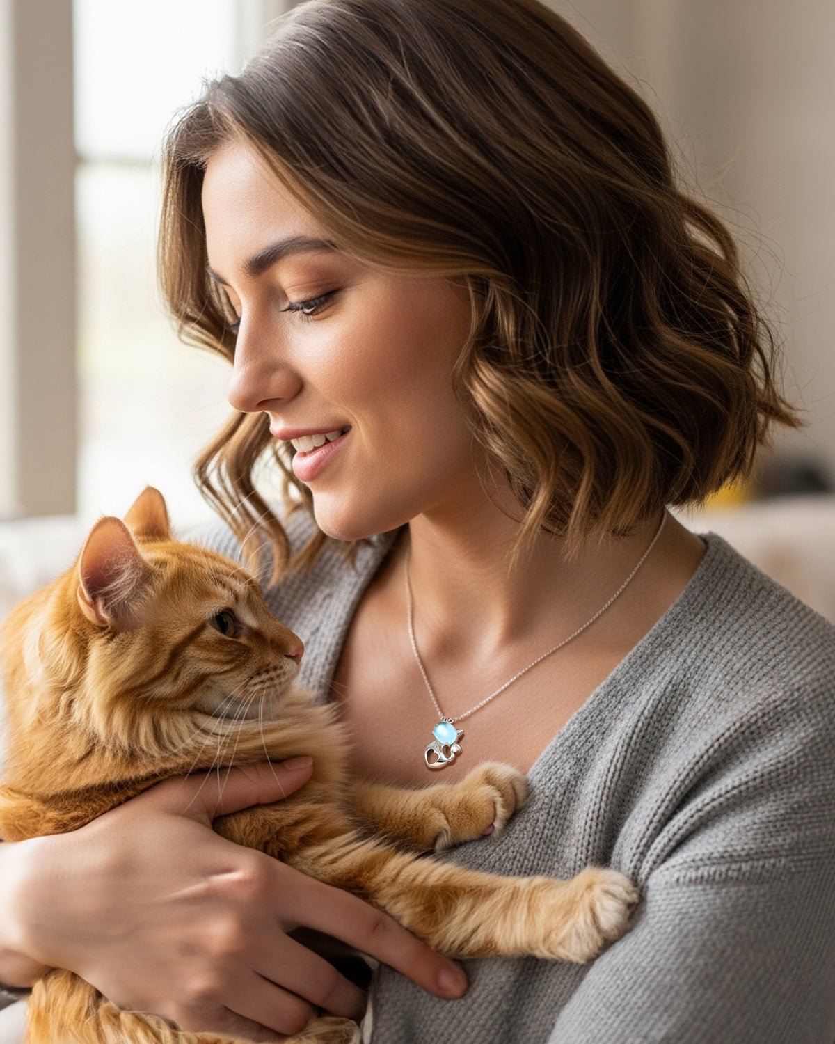 Moonstone Cat Necklace