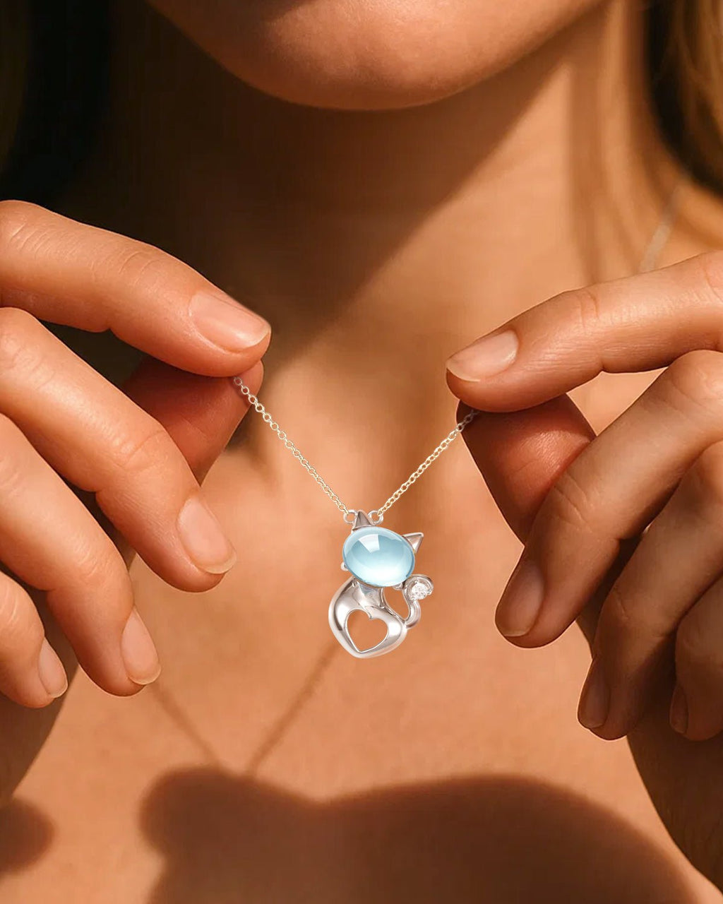 Moonstone Cat Necklace
