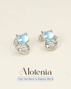 Moonstone Cat Stud Earrings