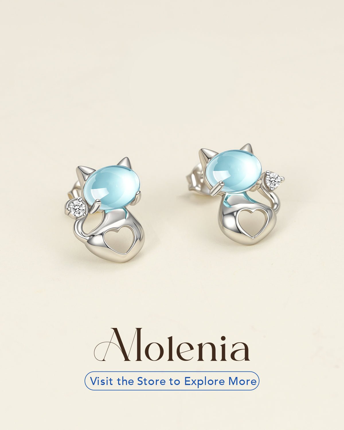 Moonstone Cat Stud Earrings