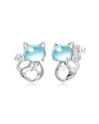 Moonstone Cat Stud Earrings