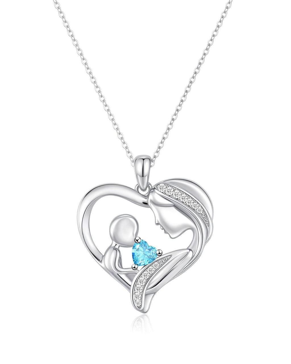 Mother and Child Heart Birthstone Necklace