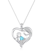 Mother and Child Heart Birthstone Necklace