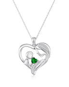 Mother and Child Heart Birthstone Necklace