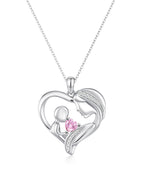 Mother and Child Heart Birthstone Necklace
