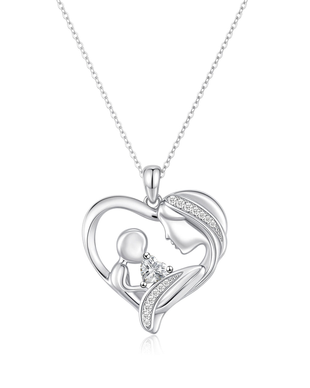 Mother and Child Heart Birthstone Necklace