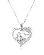 Mother and Child Heart Birthstone Necklace