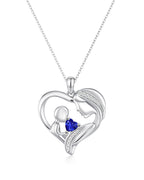 Mother and Child Heart Birthstone Necklace