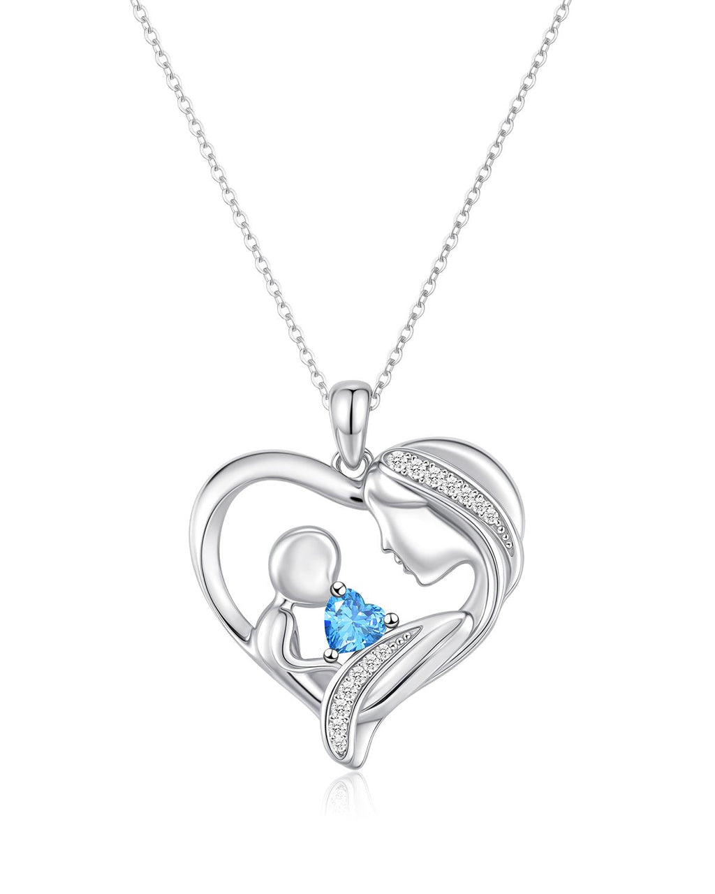Mother and Child Heart Birthstone Necklace