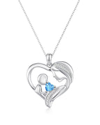 Mother and Child Heart Birthstone Necklace