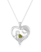 Mother and Child Heart Birthstone Necklace