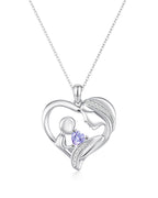 Mother and Child Heart Birthstone Necklace