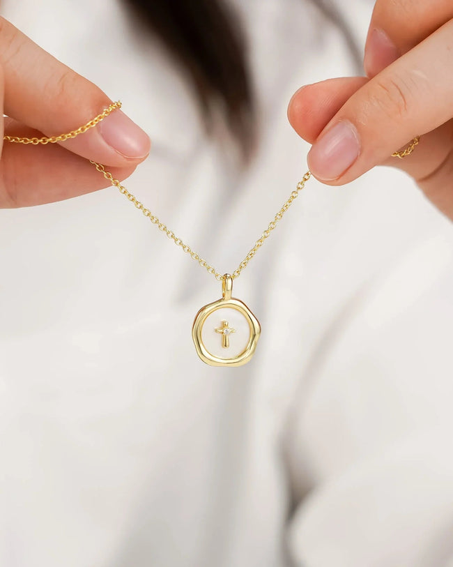 Mother of Pearl Cross Necklace Main Image