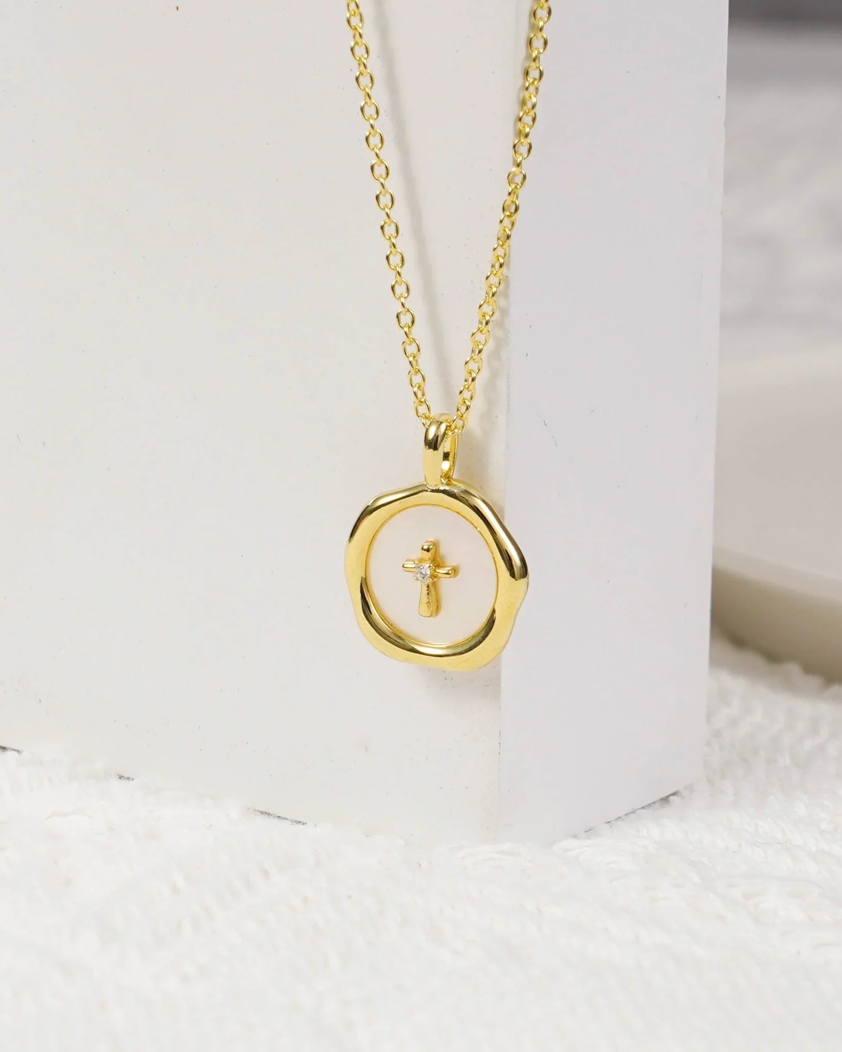 Mother of Pearl Cross Necklace