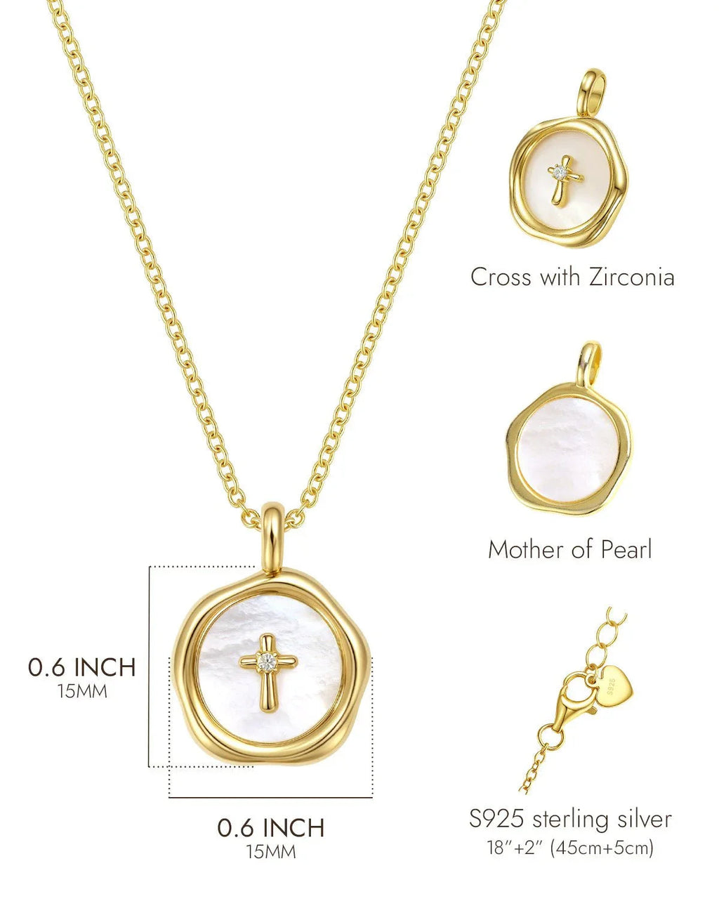 Mother of Pearl Cross Necklace