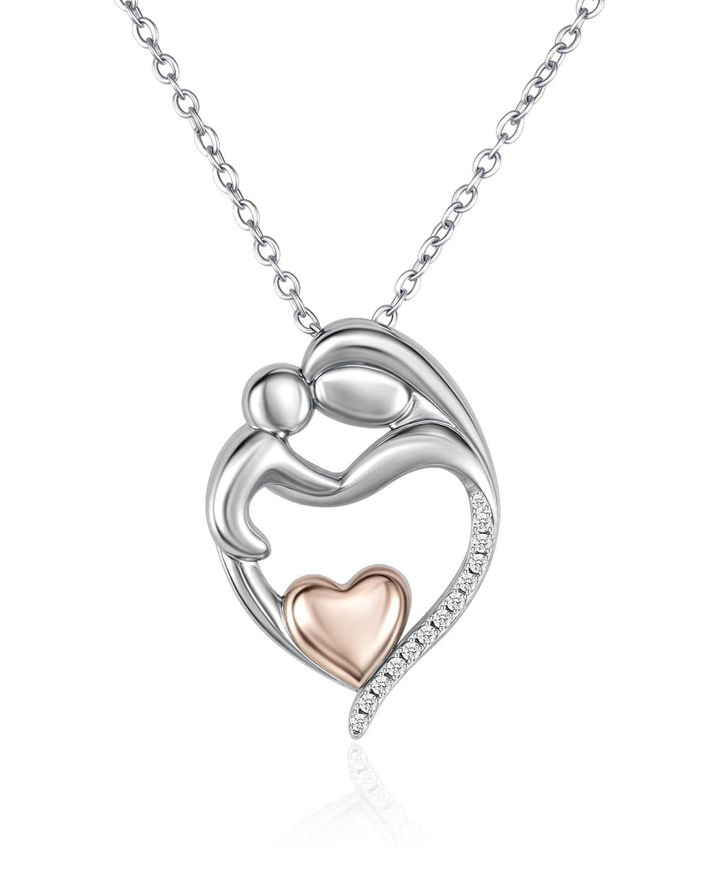 New Mom and Child Heart Necklace