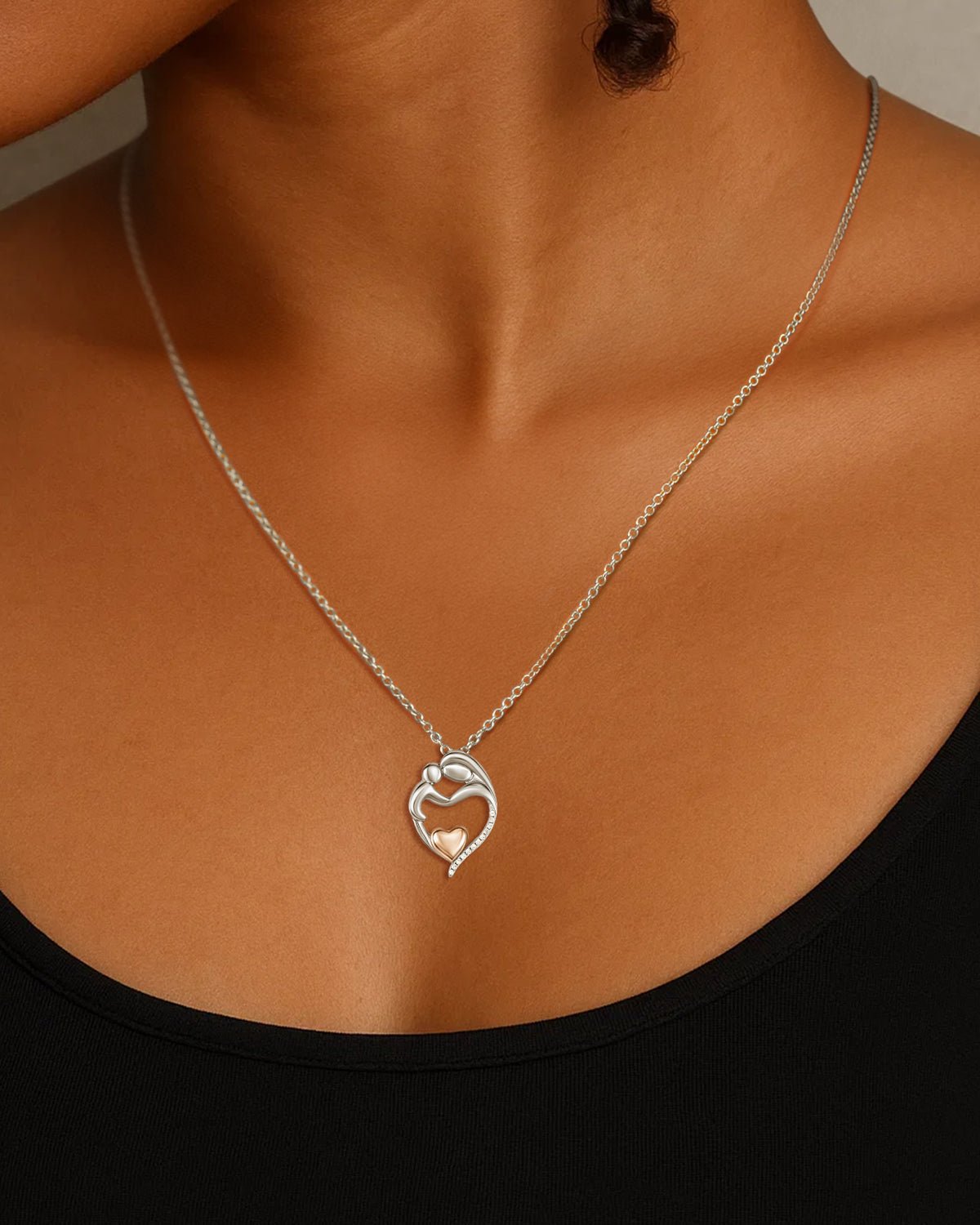 New Mom and Child Heart Necklace