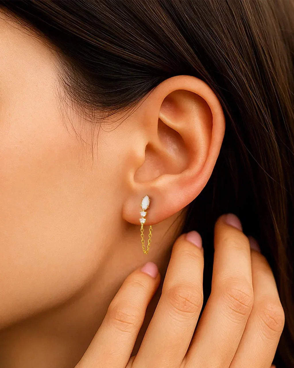 October Opal Birthstone Stud Earrings