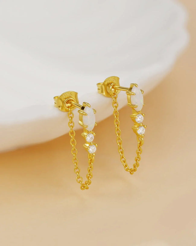 October Opal Birthstone Stud Earrings Main Image