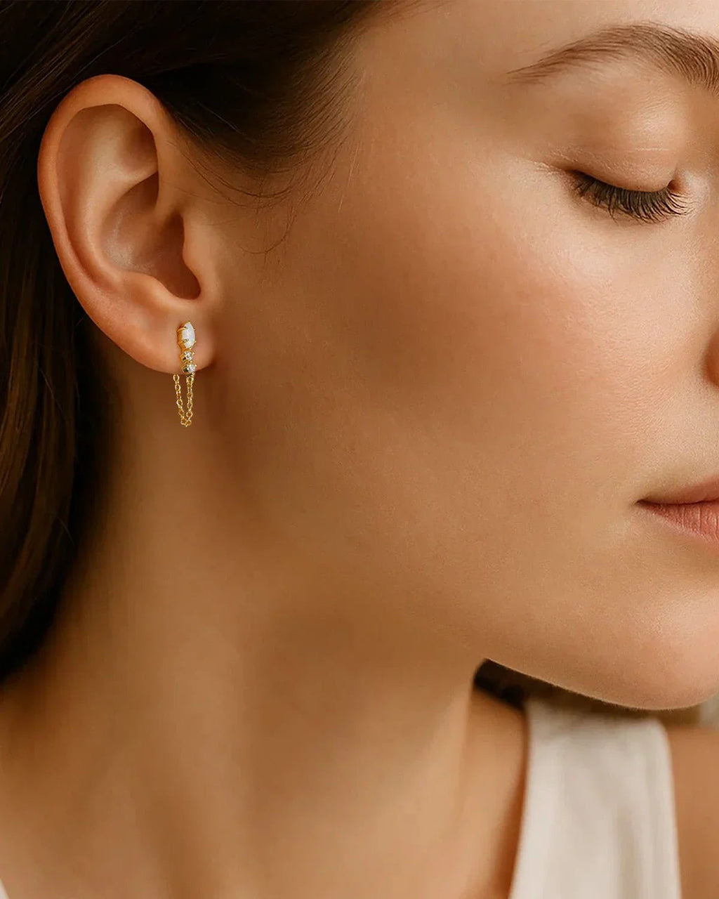 October Opal Birthstone Stud Earrings