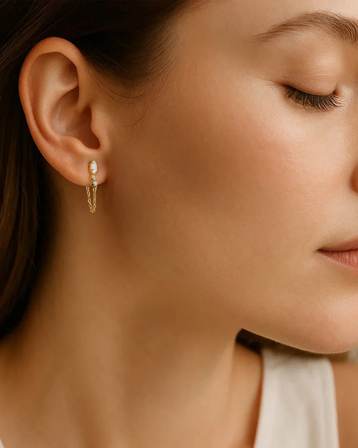 October Opal Birthstone Stud Earrings