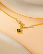 Olive Green CZ Pendant Necklace