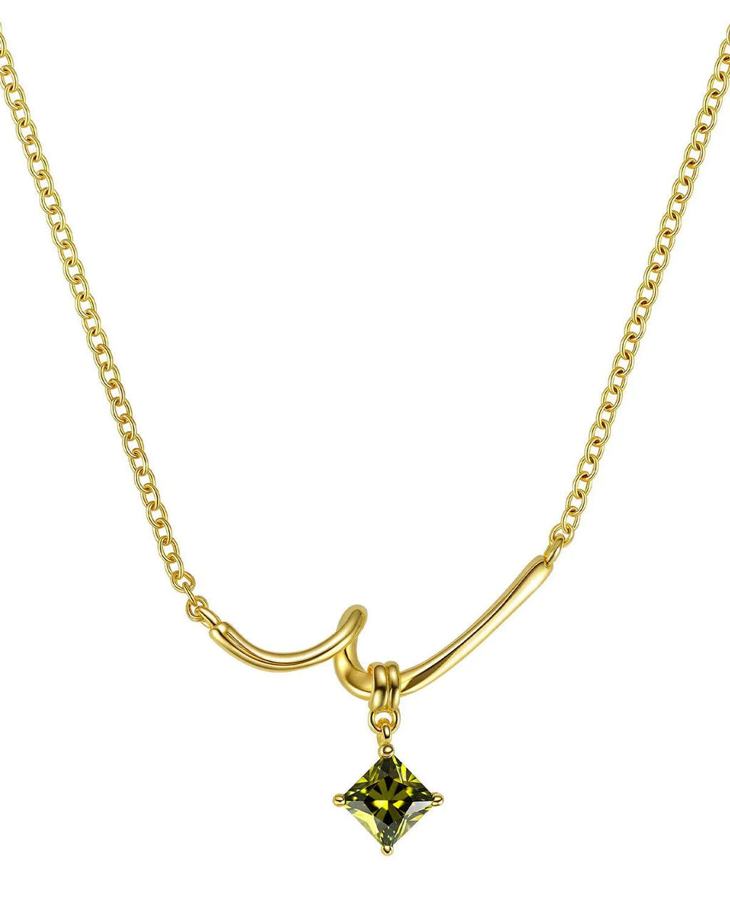 Olive Green CZ Pendant Necklace