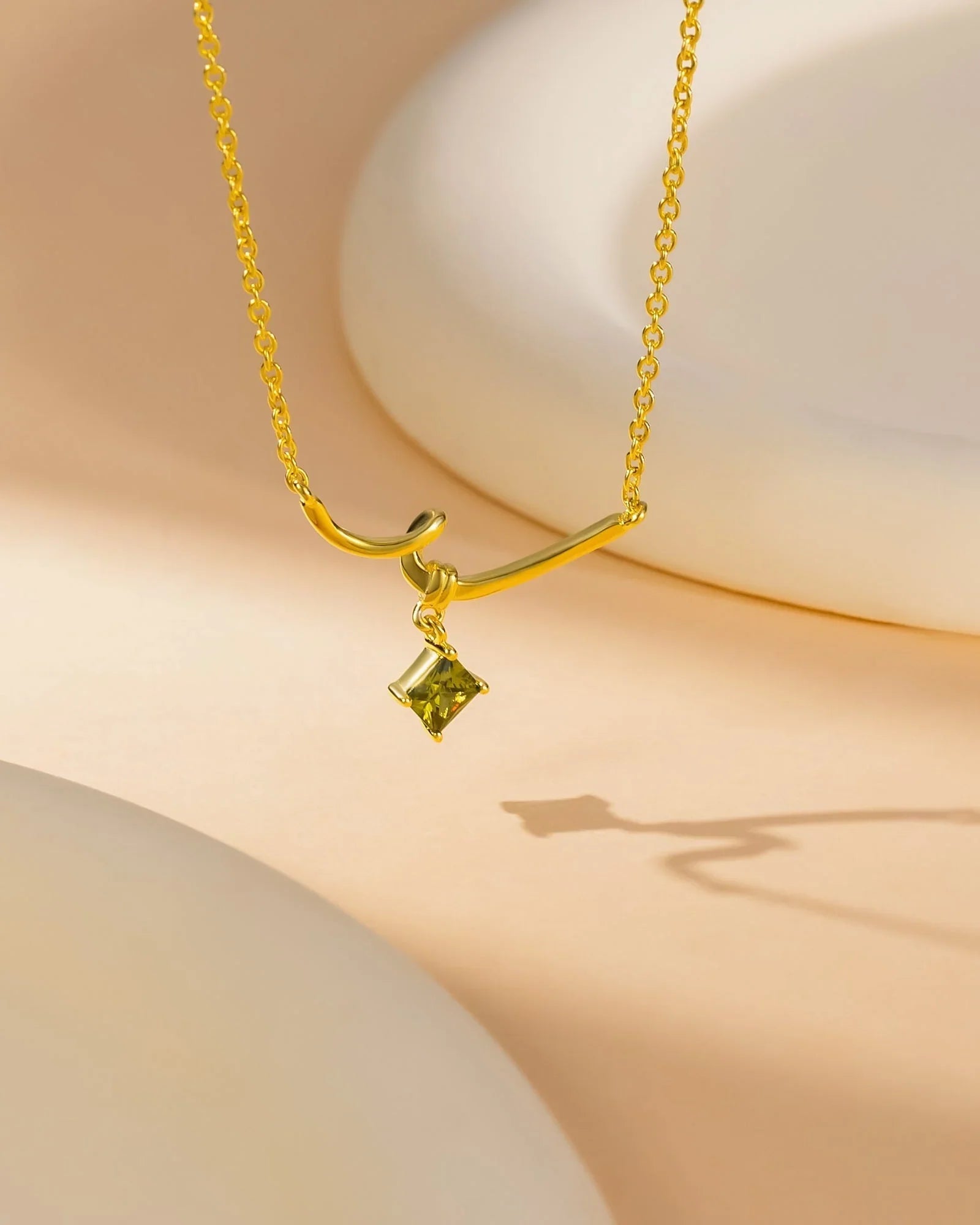 Olive Green CZ Pendant Necklace