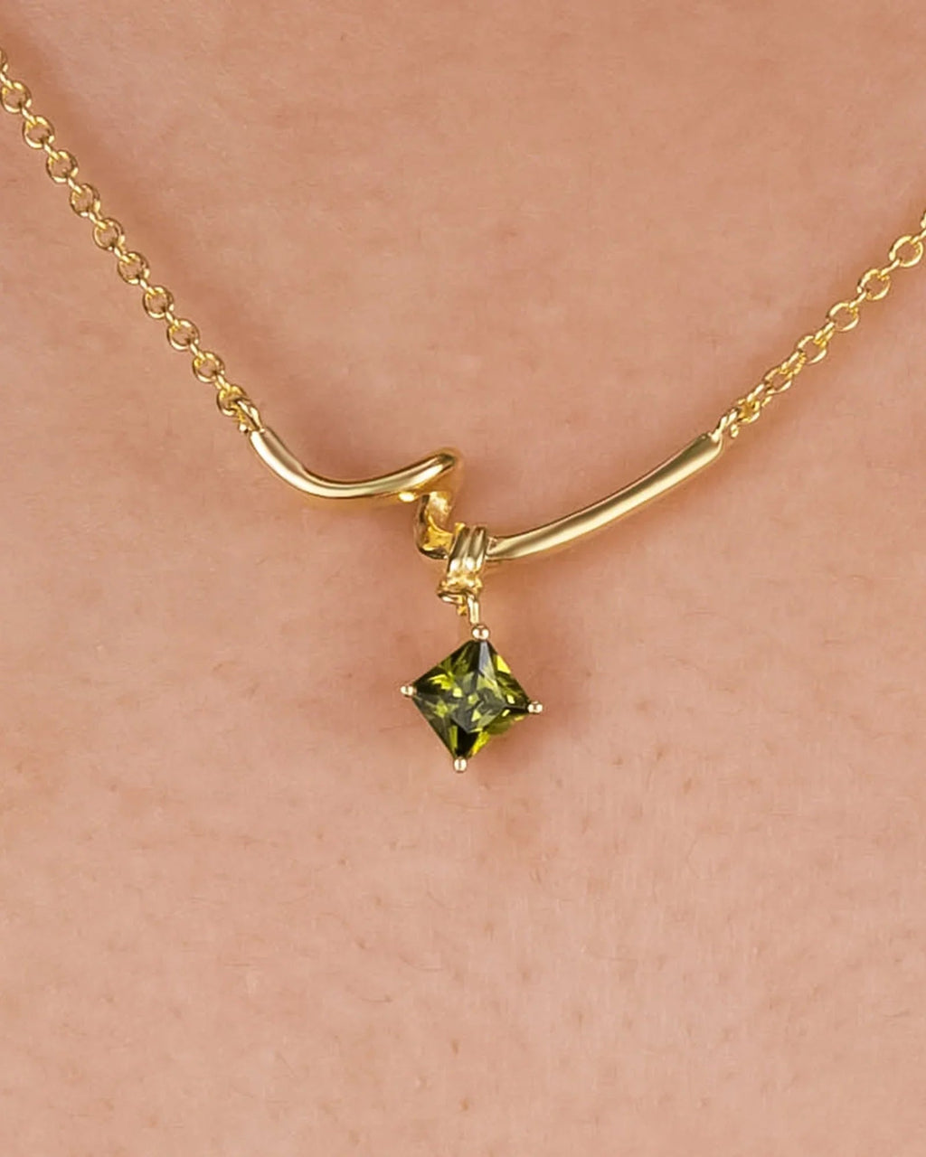 Olive Green CZ Pendant Necklace