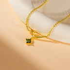 Olive Green CZ Pendant Necklace