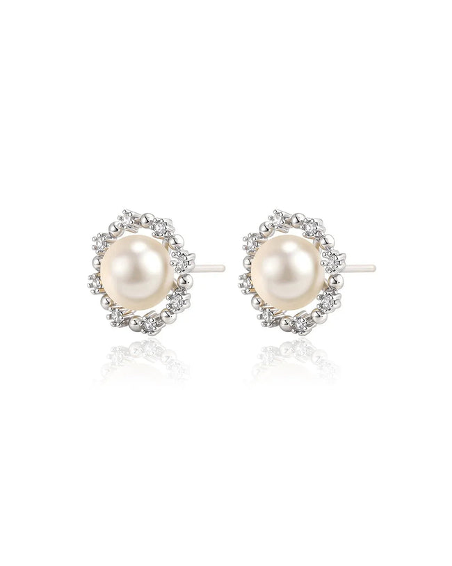 Pearl Stud Earrings Bridal Earrings Hover Image