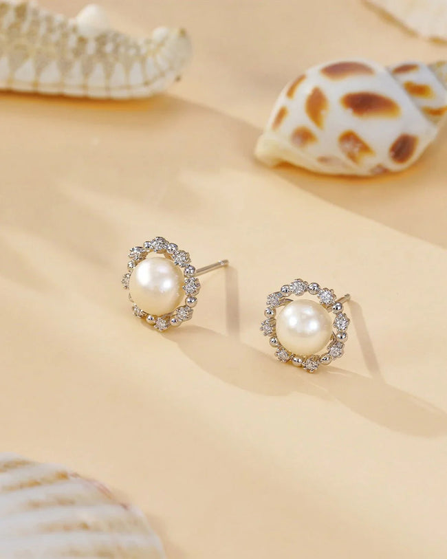 Pearl Stud Earrings Bridal Earrings Main Image