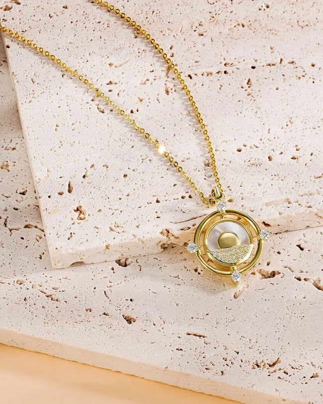 Reversible Moon & Ocean Charm Necklace Main Image