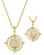 Reversible Moon & Ocean Charm Necklace