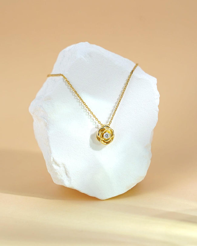14k Gold Plated Rose Flower Pendant Necklace Main Image