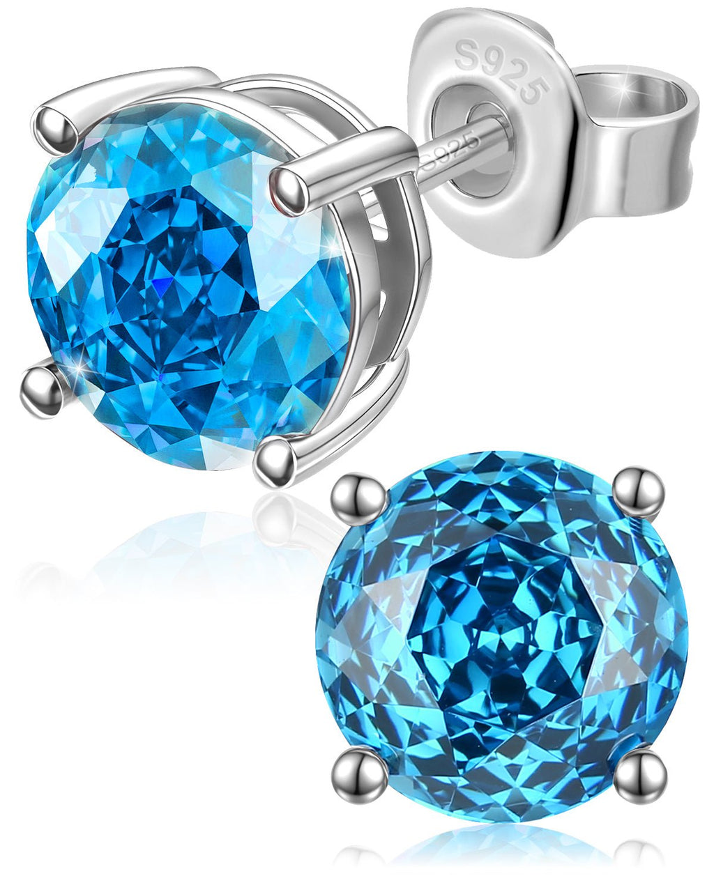 Rose Cut Sterling Silver Birthstone Stud Earrings