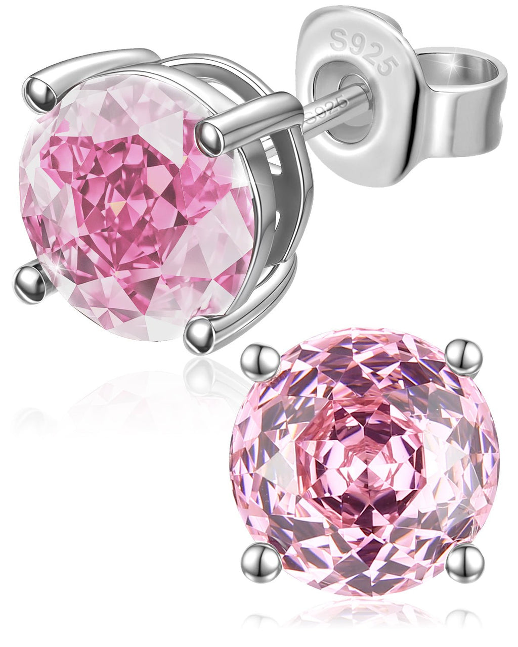 Rose Cut Sterling Silver Birthstone Stud Earrings